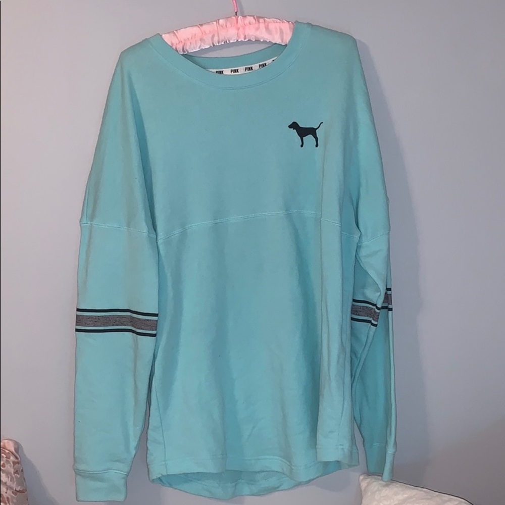 PINK Jersey Sweatshirt Light Blue Medium